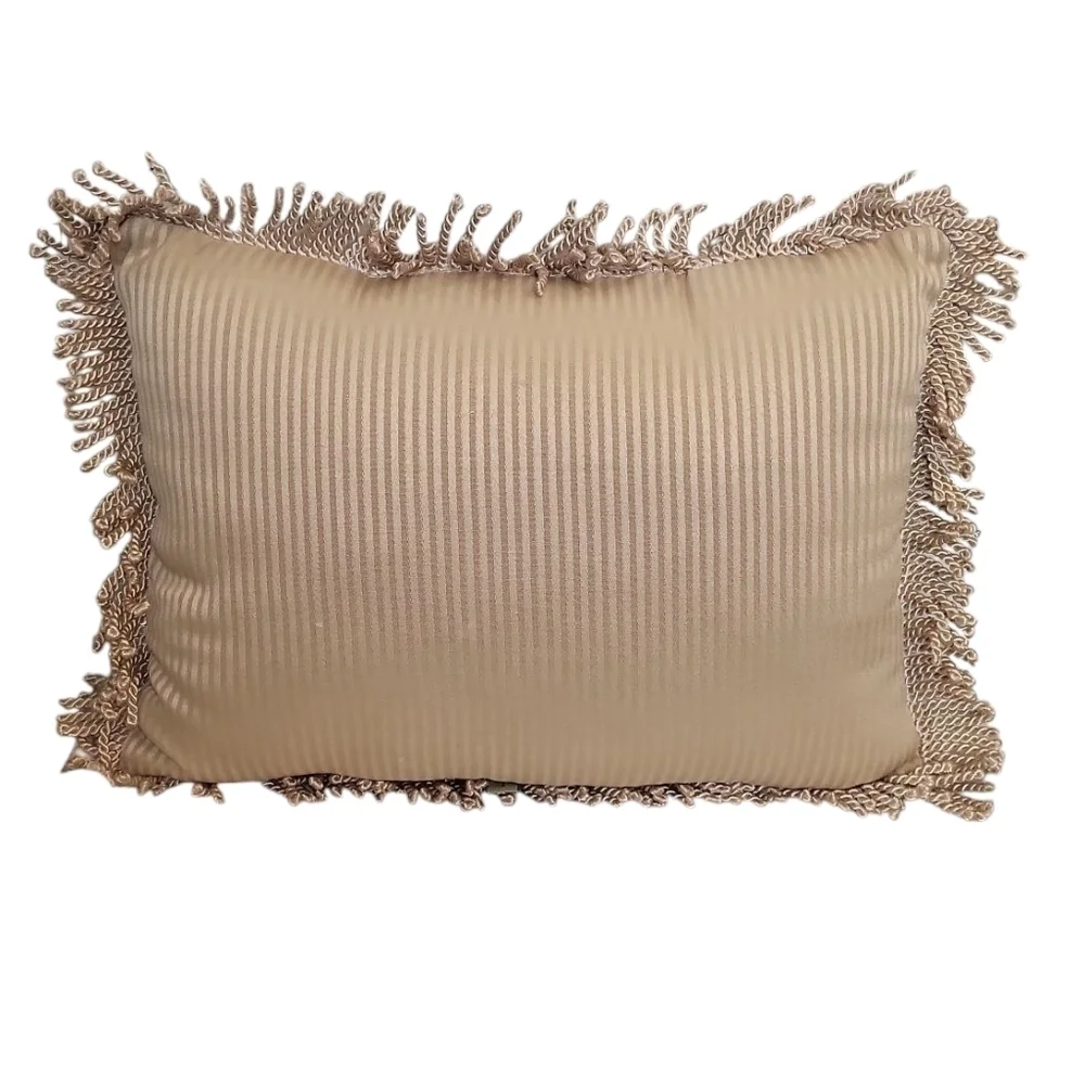 Gold Floral Paisley Transitional Decorative Throw Pillow Fringe